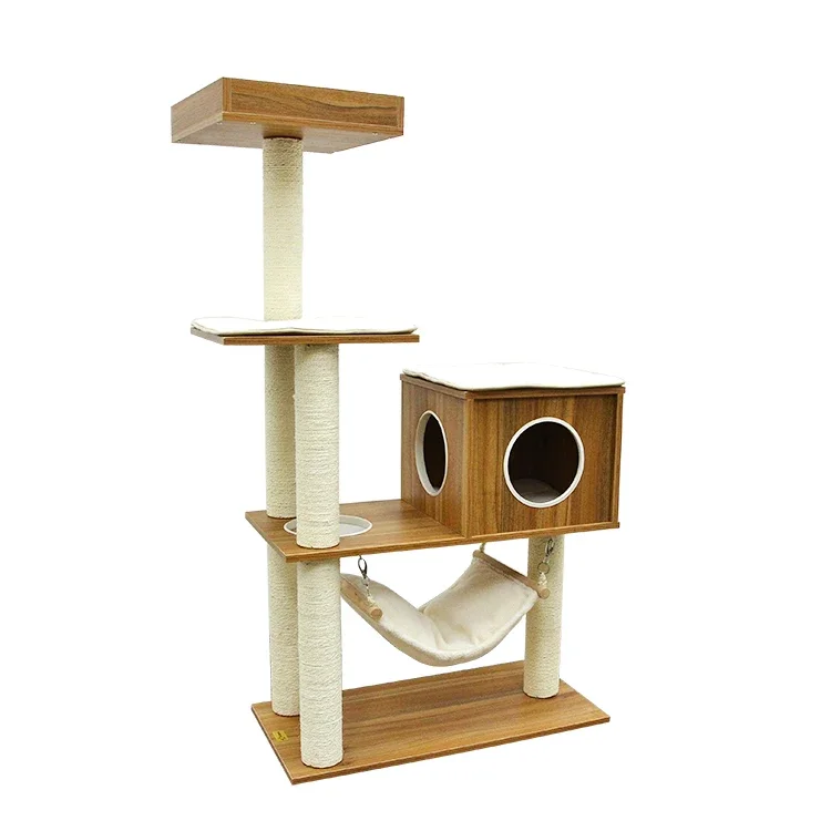 Modern cat furniture happy pet tree yellow cat scratcher tree tower