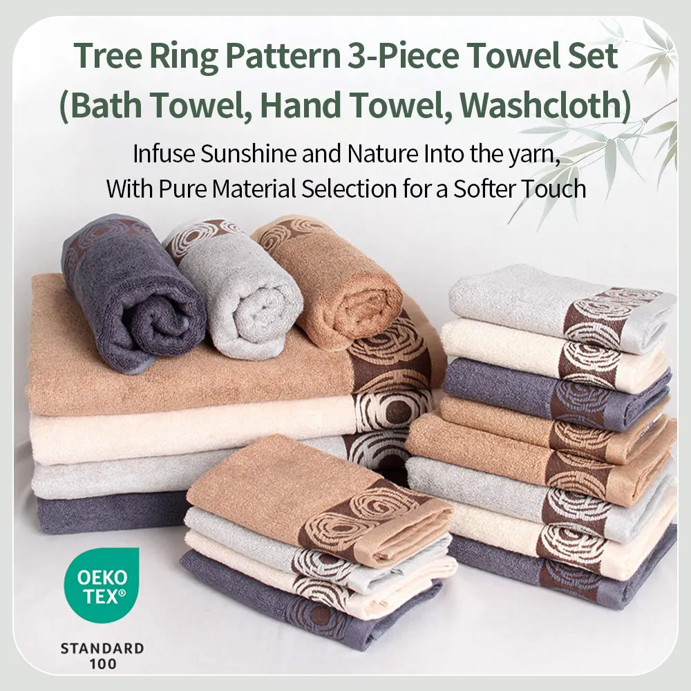 3pcs Set 100% Bamboo Fiber Bathroom Towels Sets 1pcs Face Towel 1pcs Hand Towel and 1pcs Bath Towels Washcloths Luxury Gift