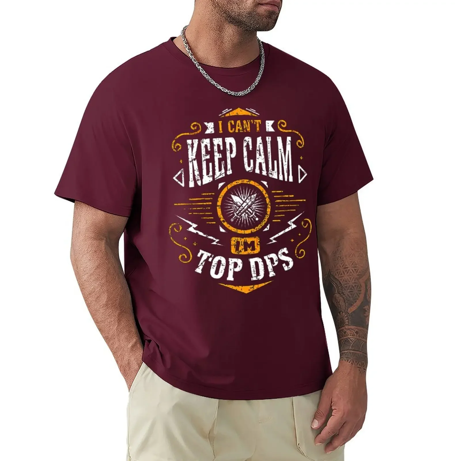 

2025 новая модель мужской одежды World OfRole-Playing Game Футболка WoW I Can't Keep Calm I'm DPS Модная футболка с коротким рукавом Футболка