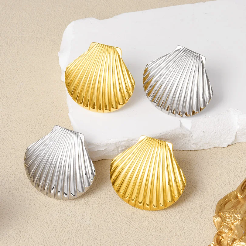 1pcs New Sell Well Ocean Element Scallop Ring  Gold/Silver Color Texture Elegant Sweet Rings Shell Sense Of Design New Jewelry