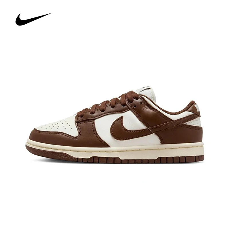 Original Nike Dunk Low \'Surfaces In Brown And Sail\' Women\'s Skateboarding Shoes Chocolate Brownish White Sneakers DD1503-124