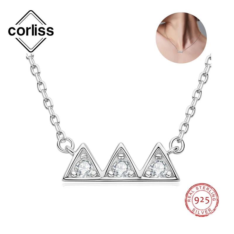 

Corliss Mountain 925 Soild Sterling Silver Chains Necklaces Women Unisex Moissanite Trendy Geometric Fine Jewelry for Engagement