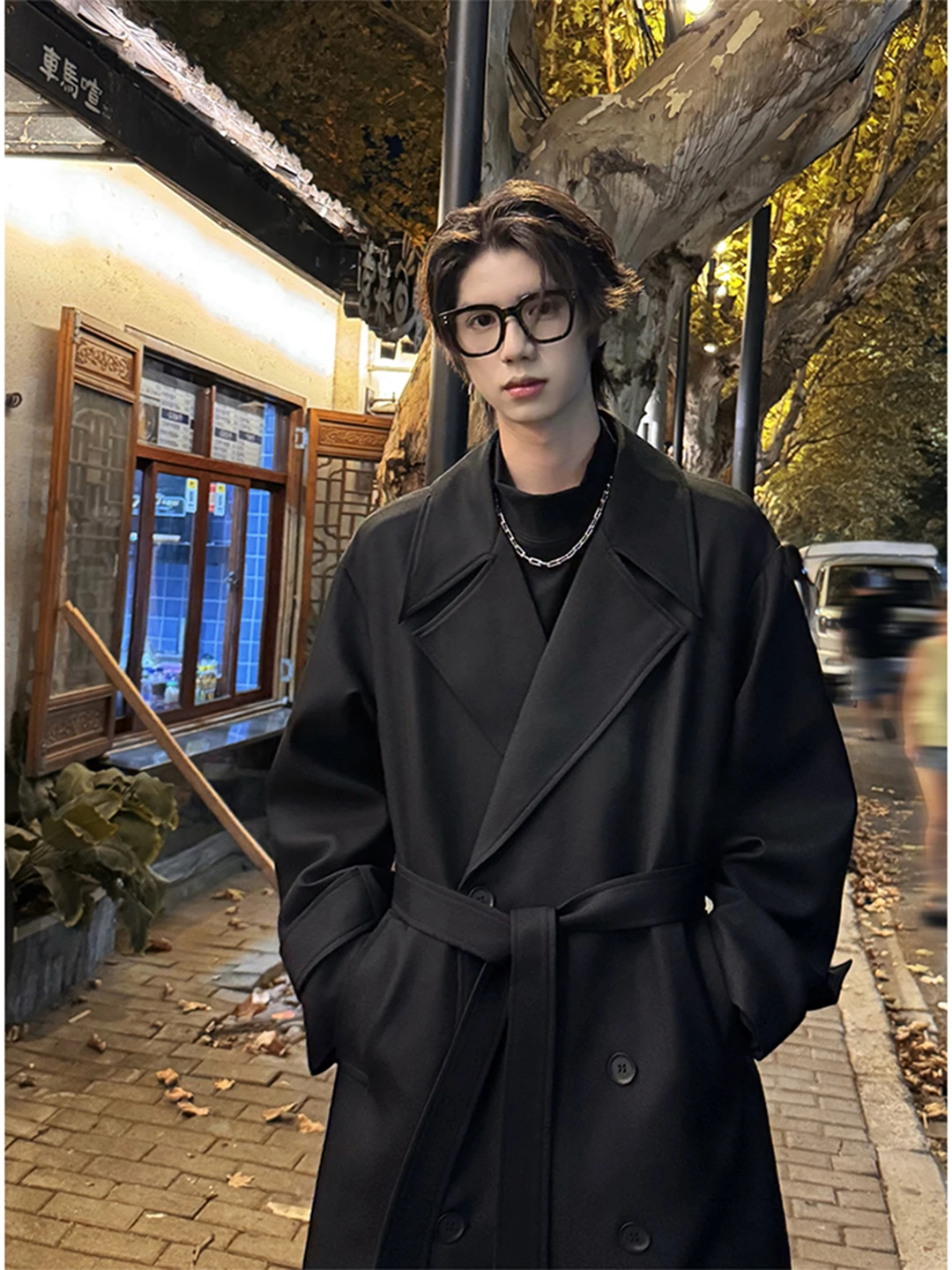 

Мужское длинное пальто Bla с двойной пуговицей, осеннее, в британском стиле, повседневное, из полиэфирного волокна, удлиненное, в полный рост