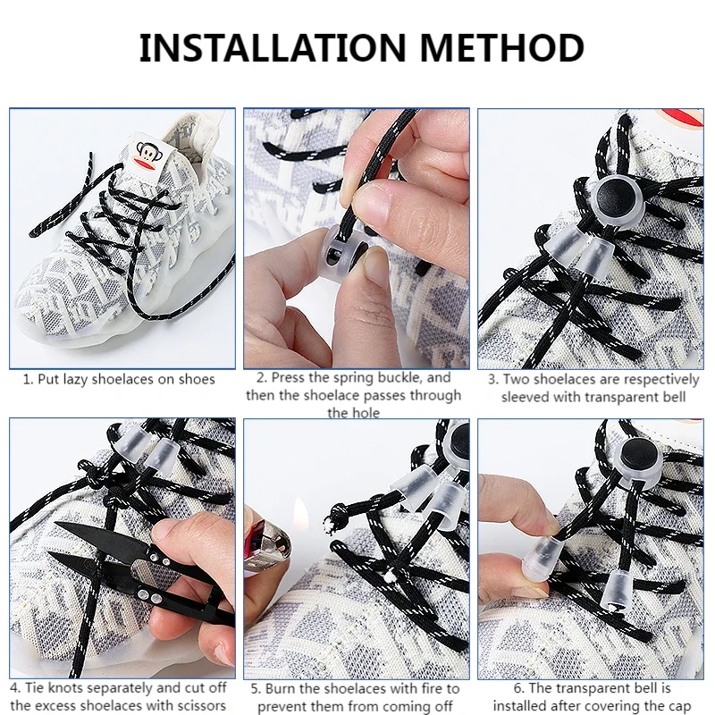 1 Pair Lazy Laces Elastic For Sneakers Snap Lock Shoelaces Without Ties Suitable For Children And Adults Round Shoelace Artifact image 6