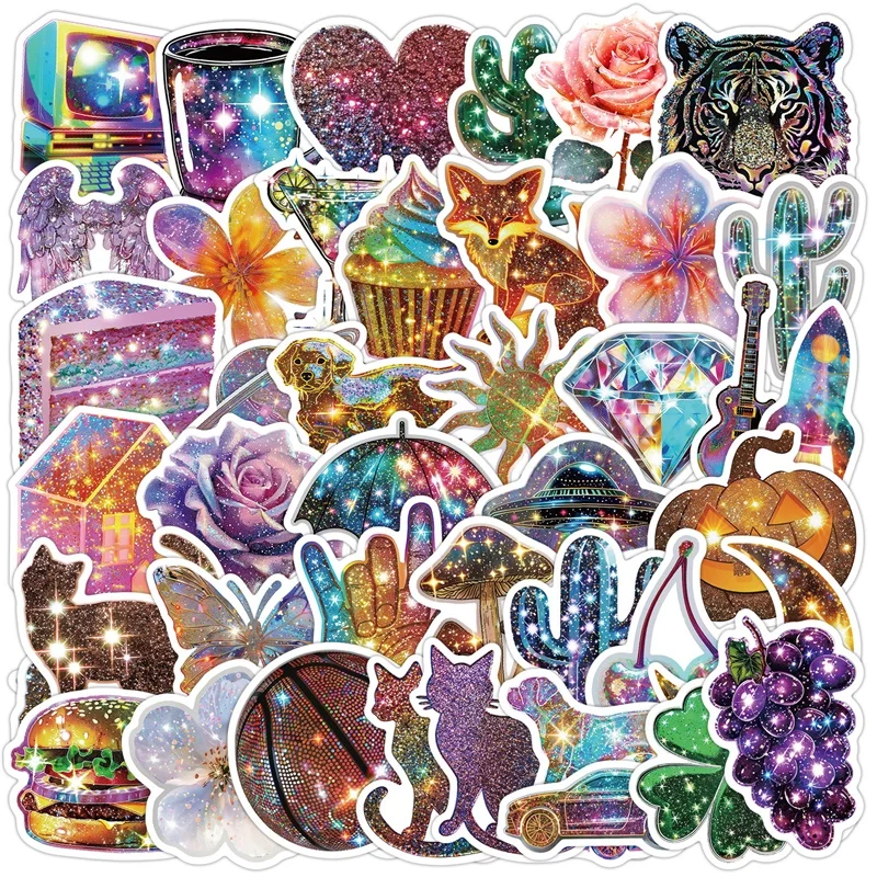 

10/30/50PCS Kawaii Starlight Animal Sticky PVC Sticker Aesthetic Decoration Scrapbooking Supplies DIY Children's Hand Accounting