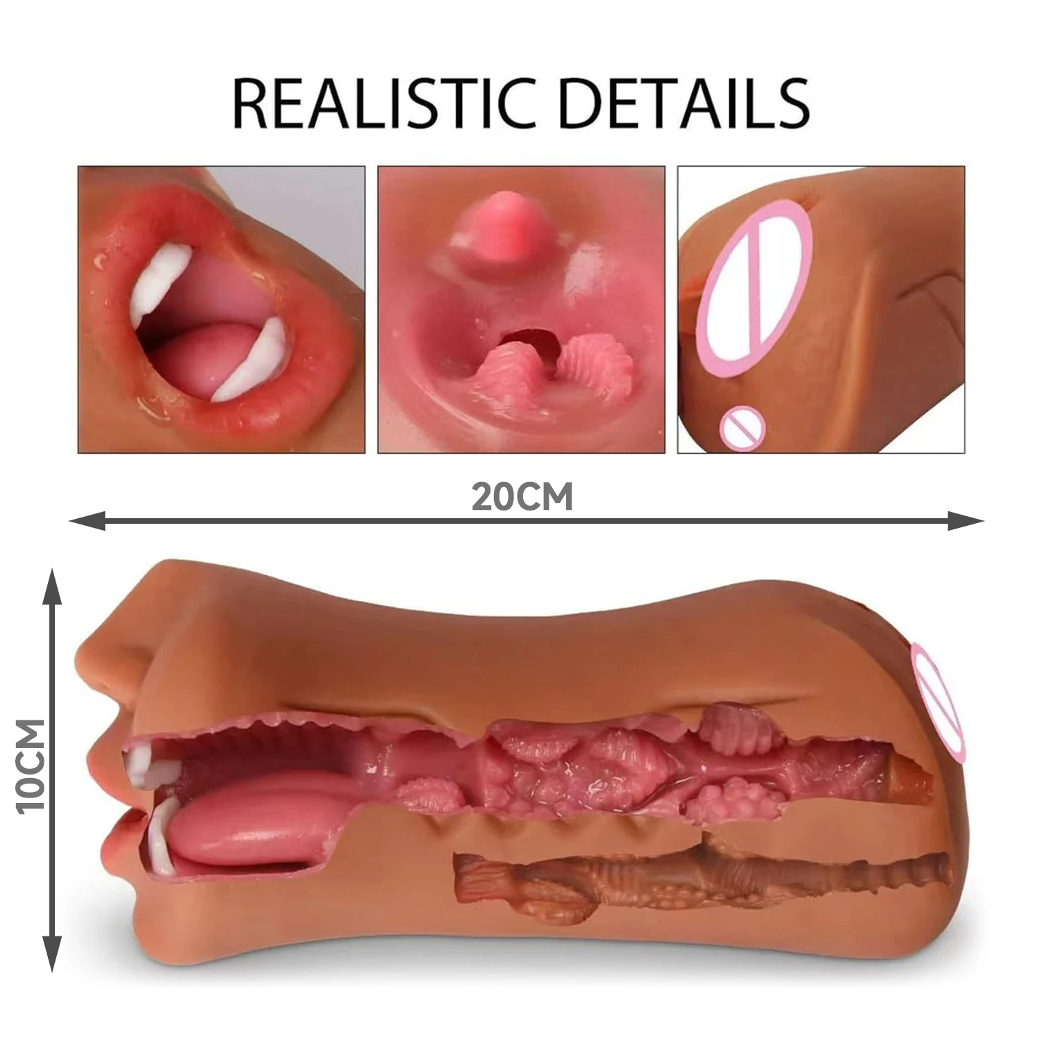 3in1 realistic mouth vagina anal male masturbator cup deep throat silicone dildo moves masturbation pleasure sex toys for men view 6