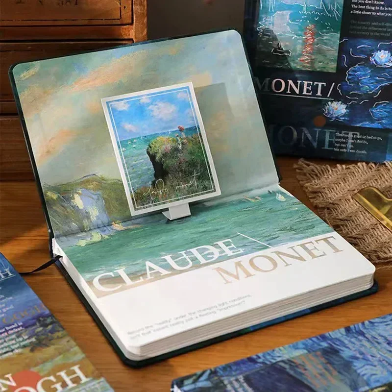 

New Van Gogh / Monet Oil Painting Series Notebook Color Page Illustration Hardcover Beautiful Diary Student Notepad