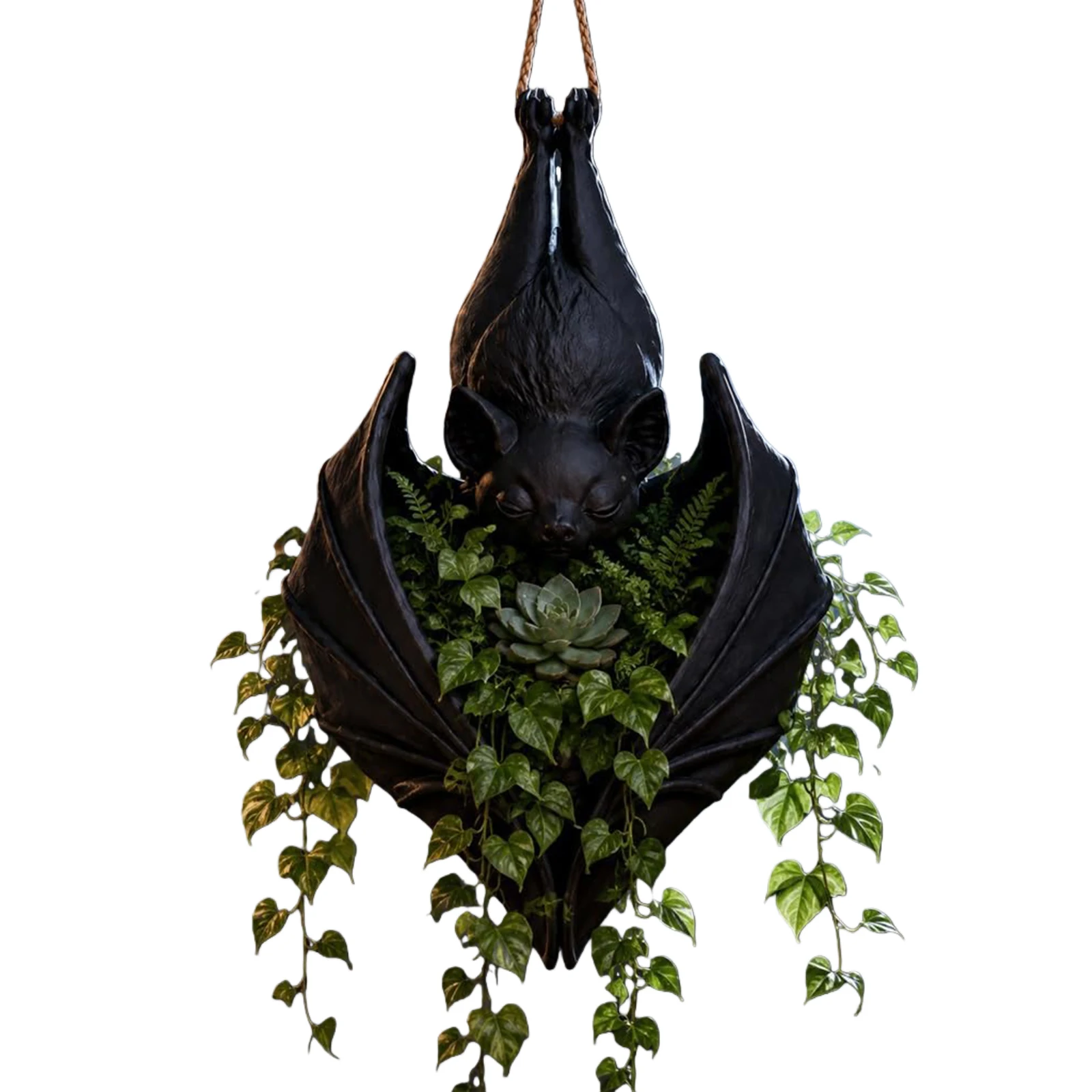 3D Printed PLA Bat Hanging Planter Gothic Bat Wing Silhouette Succulent Pot Wall Hanger Decor Gift