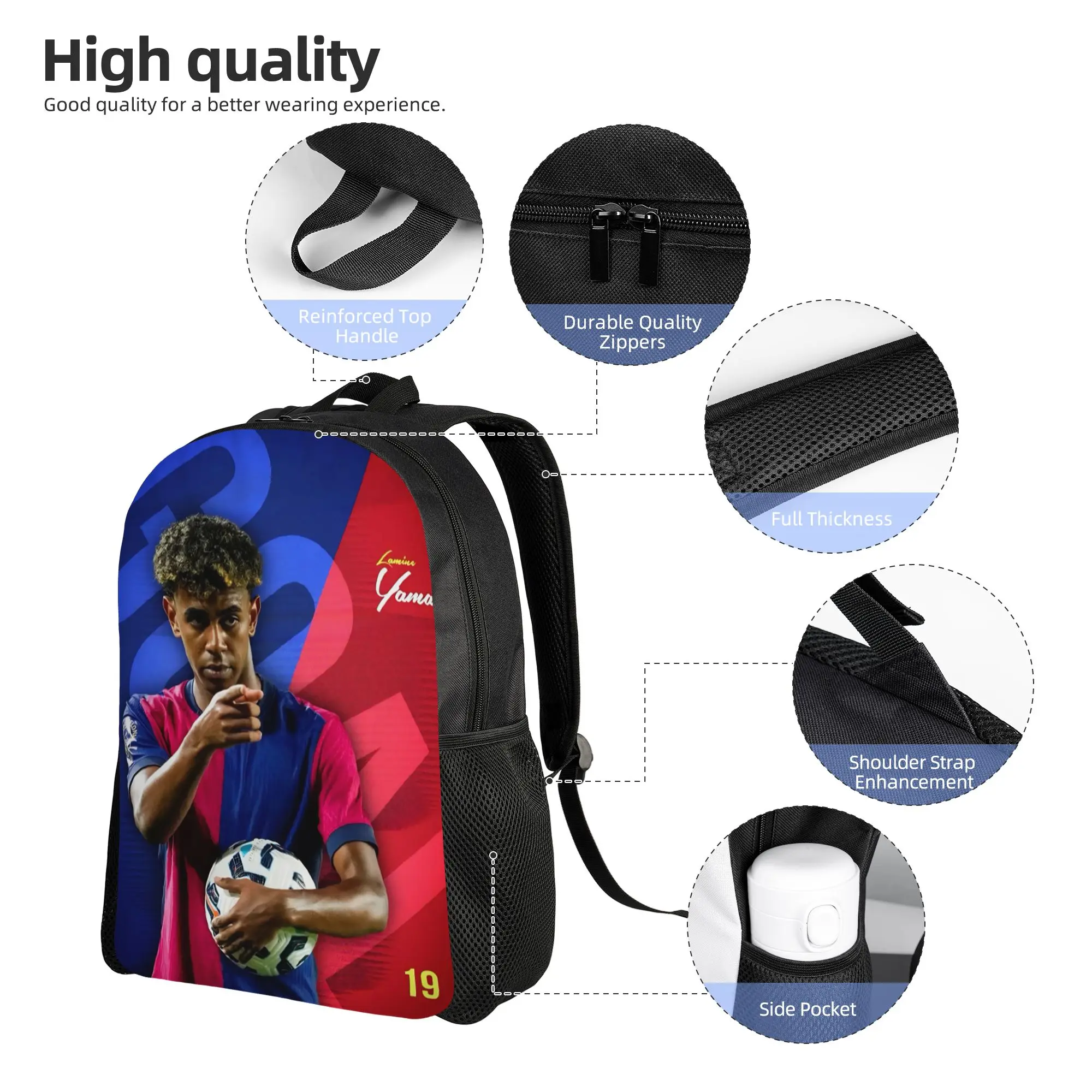 Football L-Lamine Yamal Spain Teenage Backpack Lightweight High School Hiking Travel  Daypack for Men Women College Canvas Bags