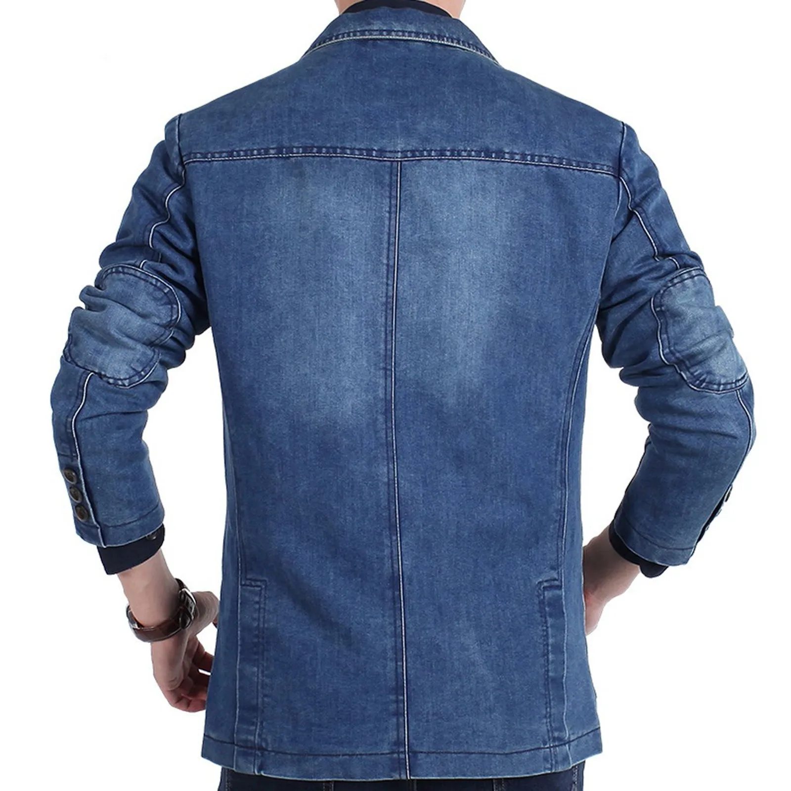 Mens Denim Blazer Men Fashion Cotton Vintage Suit Outerwear Male Blue Coat Denim Jacket Men Slim Fit Jeans Denim Blazers Top