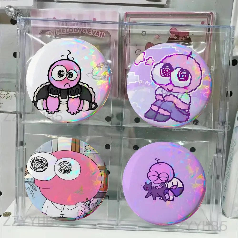 

S-Smiling Friends Pim Enamel Pin Tinplate Round Brooch Badges 58mm 44mm 32mm 75mm 25mm