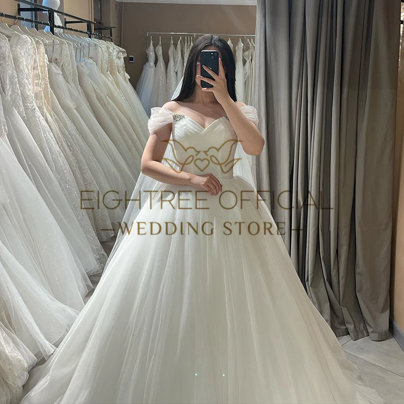 Eightree Formal White Princess Wedding Dresses Sweetheart Tulle Long Wedding Gowns Boho Beach Bridal Ball Prom Dress Plus Size