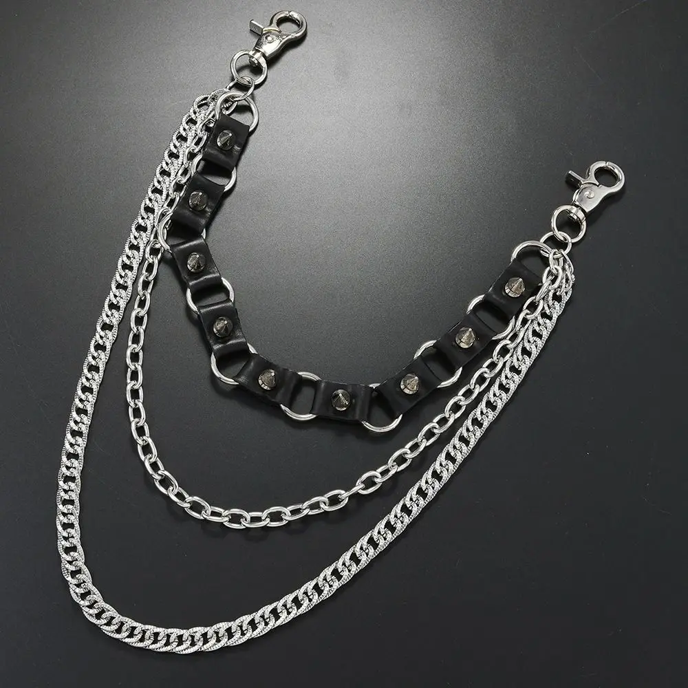 Джинсовая цепочка в стиле панк с колючим дизайном, аксессуары для уличных танцев, прочная многослойная поясная цепочка, поясная цепочка в стиле хип-хоп для женщин и мужчин