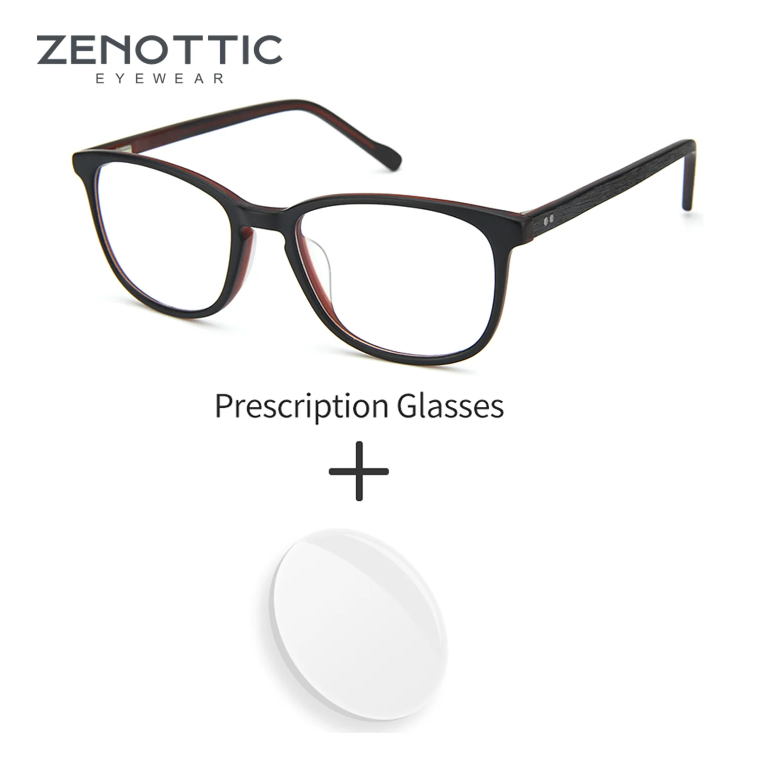 

ZENOTTIC Square Acetate Prescription Glasses, Stylish Business Men's Rectangular Optical Glasses, Anti-Blue Light Myopia Glasses