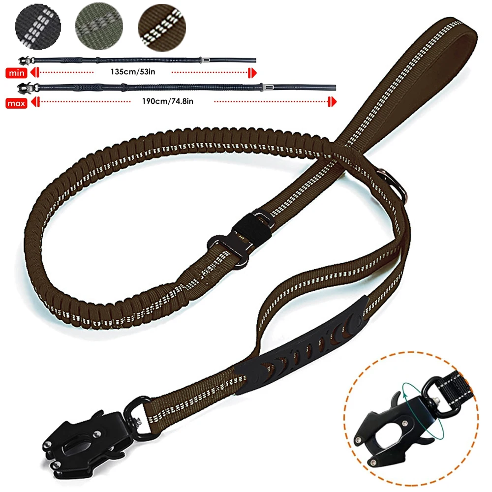 Heavy Duty Bungee Dog Leash for Medium Large Dog Tactical Training Pet Leash Dog No Pull Shock Absorbing Lead Dogs Car Seatbelt