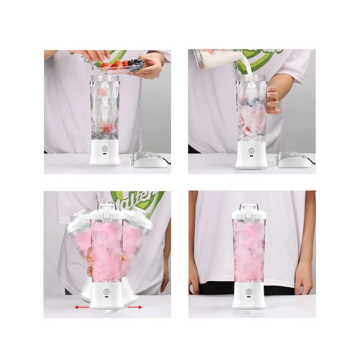 Портативный блендер, блендер индивидуального размера для коктейлей, блендер с 6 лезвиями, мини-миксер 20 унций, перезаряжаемый