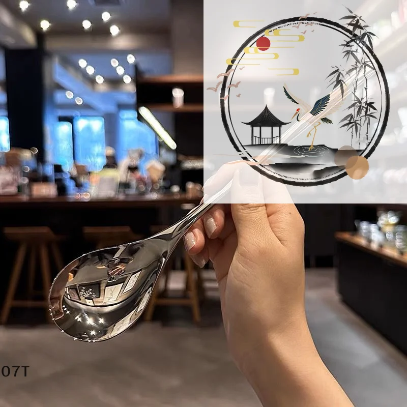 

Stainless Steel Round Spoon Net Red Golden Dinner Long Handle Stirring Dessert Spoons For Kitchen Accessories Gadgets