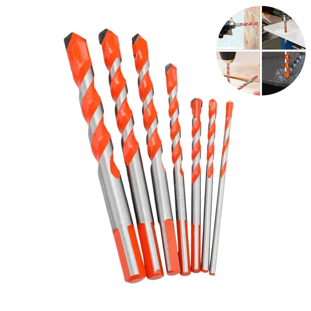 Orange Multifunctional King Drill Bit With Hard Alloy Triangular Handle Ceramic Tile Glass Concrete Multifunctional Drilling Bit