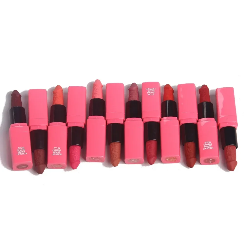 12 Colors Penis Shape Mushroom Long Lasting Moisture Cosmetic Lipstick Lips Makeup Lipstick cosmetic batom