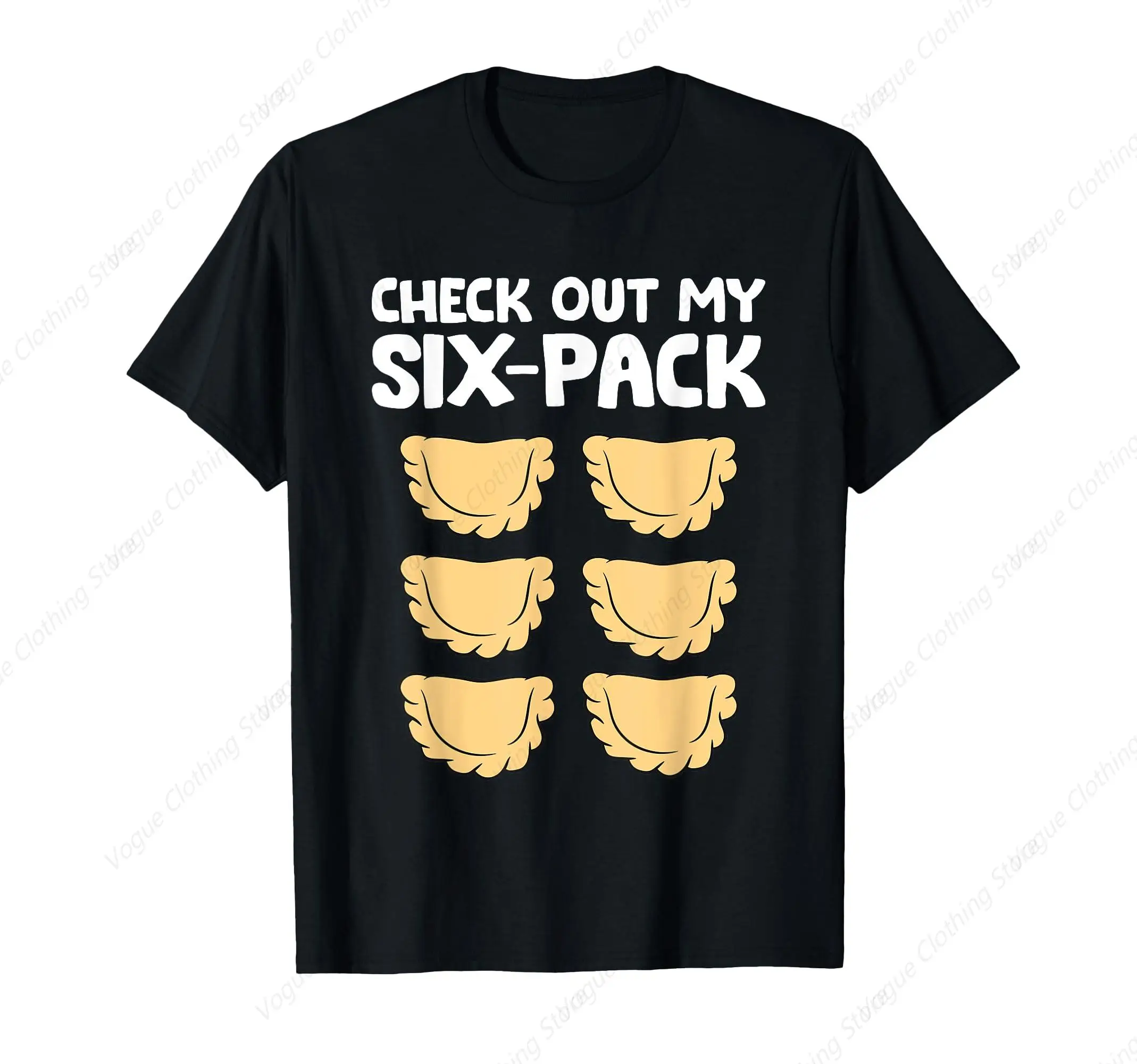 Check Out My Six Pack Polnische Knödel Lustiges Pierogi-T-Shirt mit kurzen Ärmeln, Baumwollkleidung, Outdoor-Freizeit, Alltags-T-Shirt