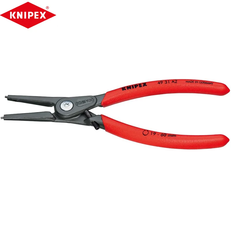 

KNIPEX 49 31 A2 Precision External Circlip Pliers Embedded Clamp Head Non Slip Plastic Sleeve Handle Built-in Return Spring