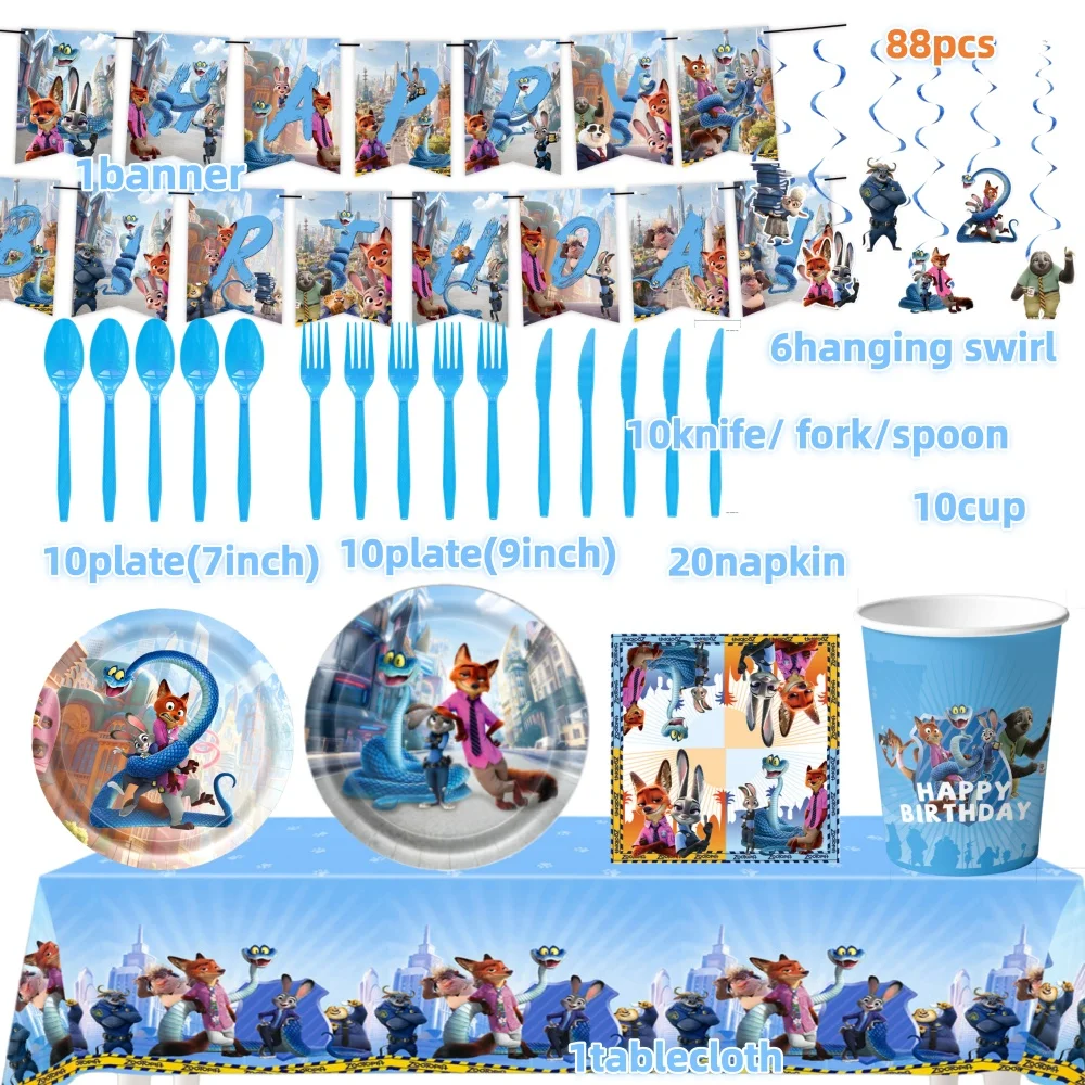 

Украшение для дня рождения Zootopia, посуда, чашка, тарелка, салфетка, воздушный шар Джуди, баннер для детей, подарки, детский душ, подарок на вечеринку