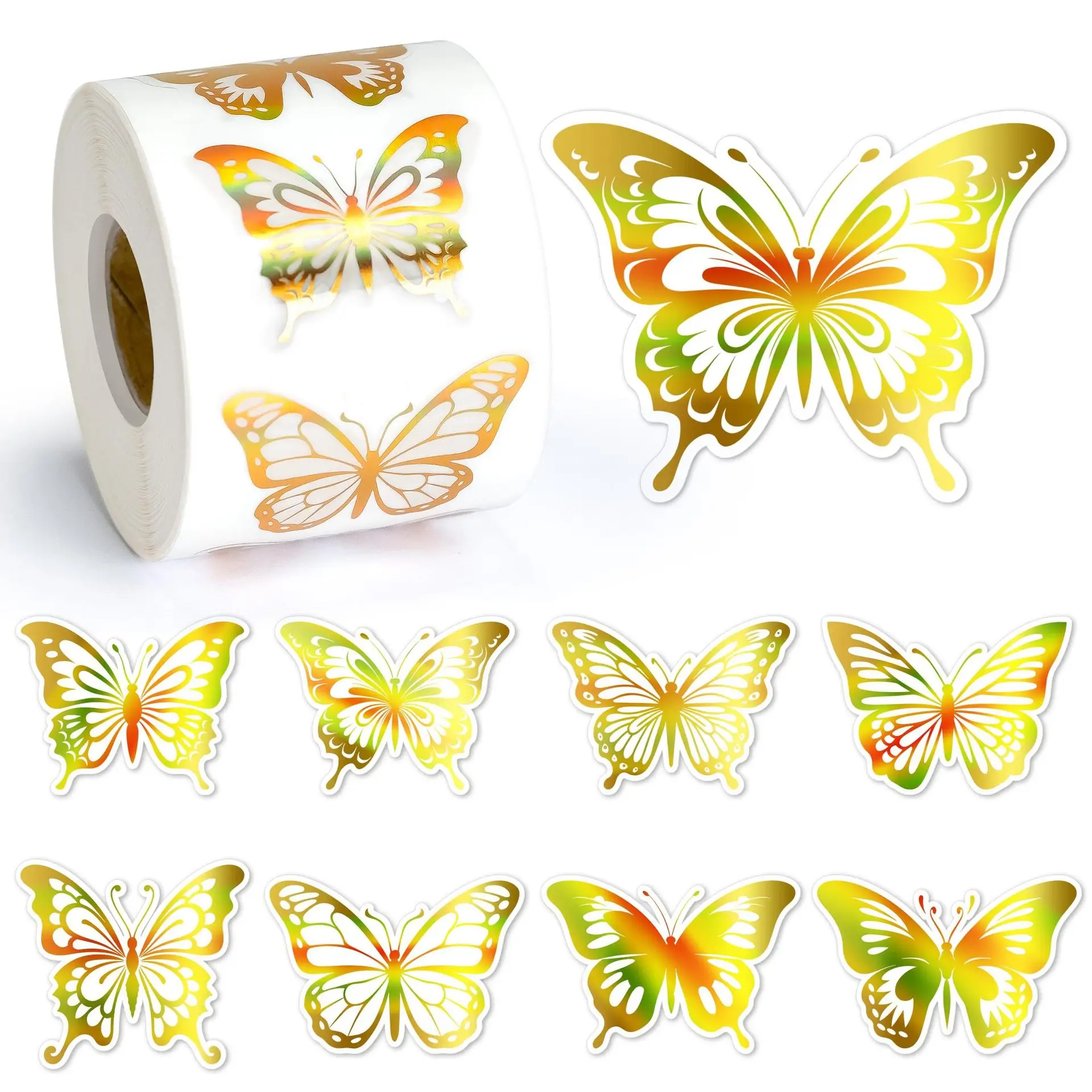 100-500 Uds pegatinas de mariposa dorada etiqueta para envolver regalos de fiesta pegatinas de papelería para álbum de recortes para niños