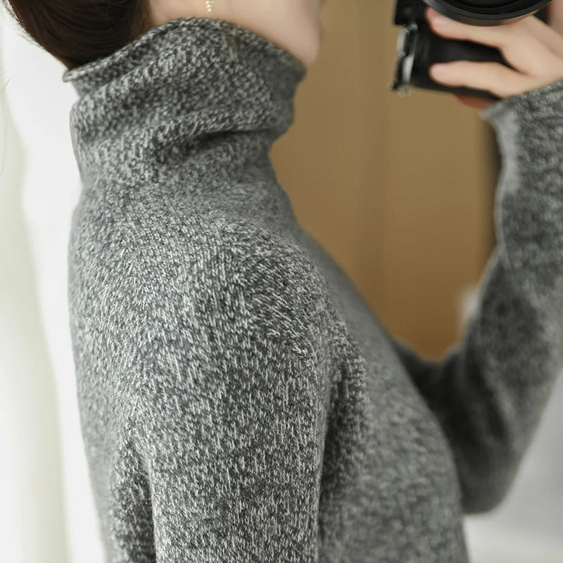 Fancy Yarns Women Sweater Pullover 100% Merino Wool Turtleneck Cashmere Thickening Long Sleeves Winter Warm Female Clothing Tops