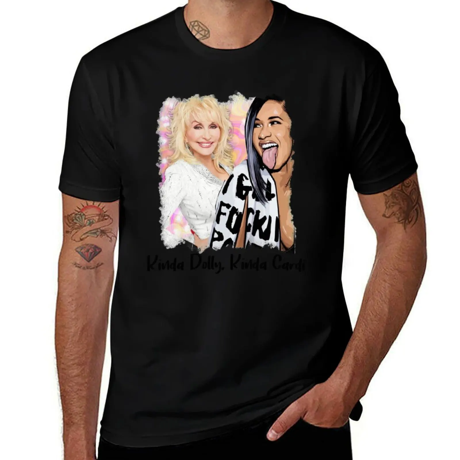 

kinda dolly kinda CARDI funny cute rap country music Dolly Parton funny Jolene feeling cute T-Shirt Thanksgiving Casual Tee