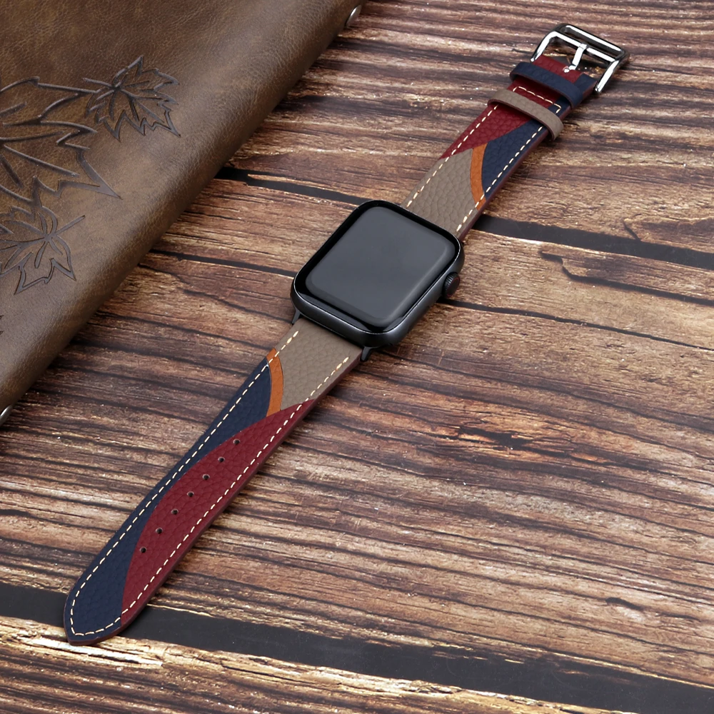 Genuine Leather Strap for Apple Watch Band 9 8 7 6 5 4 3 2 1 SE Bracelet Apple Watch Ultra 49 45 44 42 41 40 38mm for iWatch