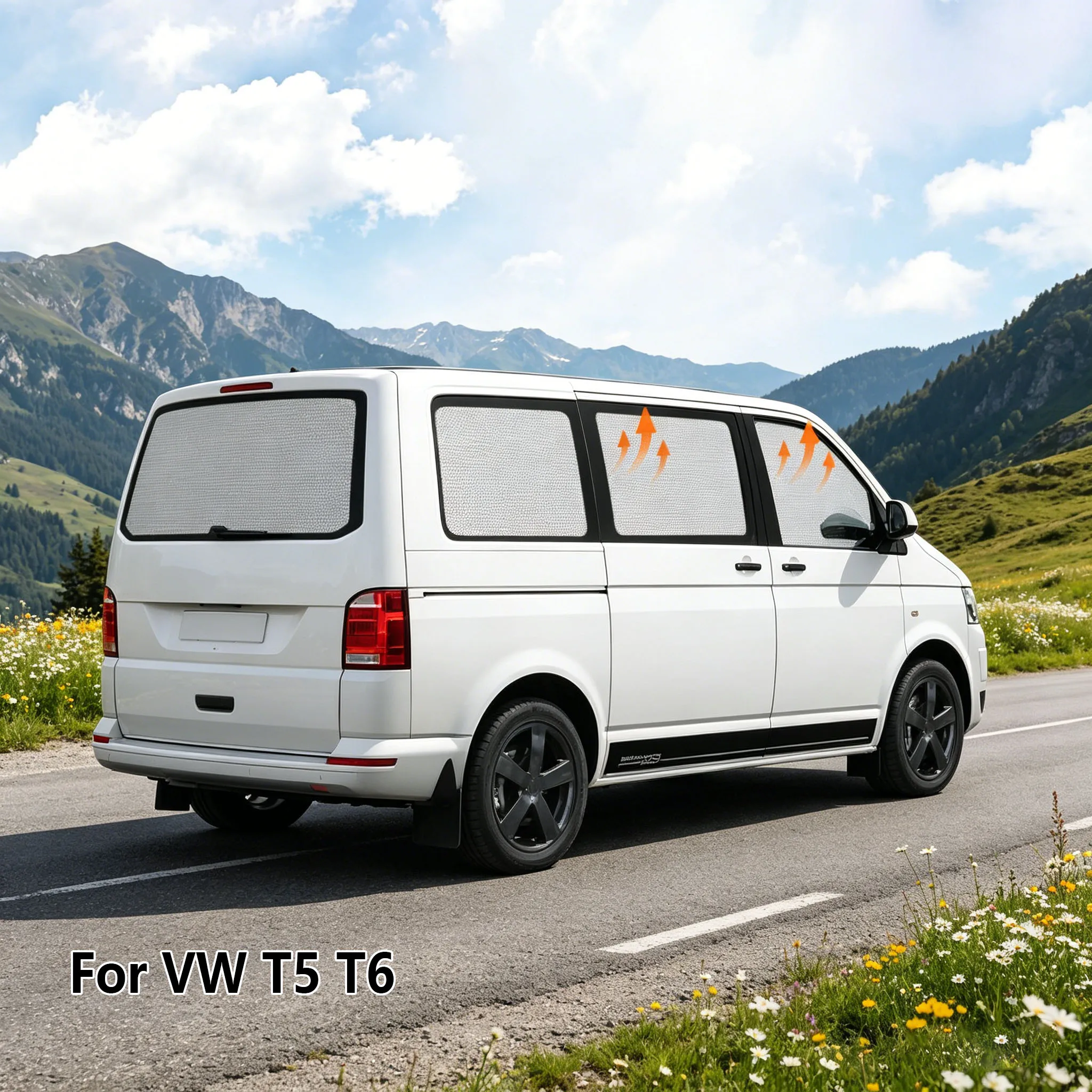 

8pcs Full Internal Thermal Blind Window Cover Set Sun Shade RV Camper Windscreen Protection Wrap Cover For VW T5 T6 SWB