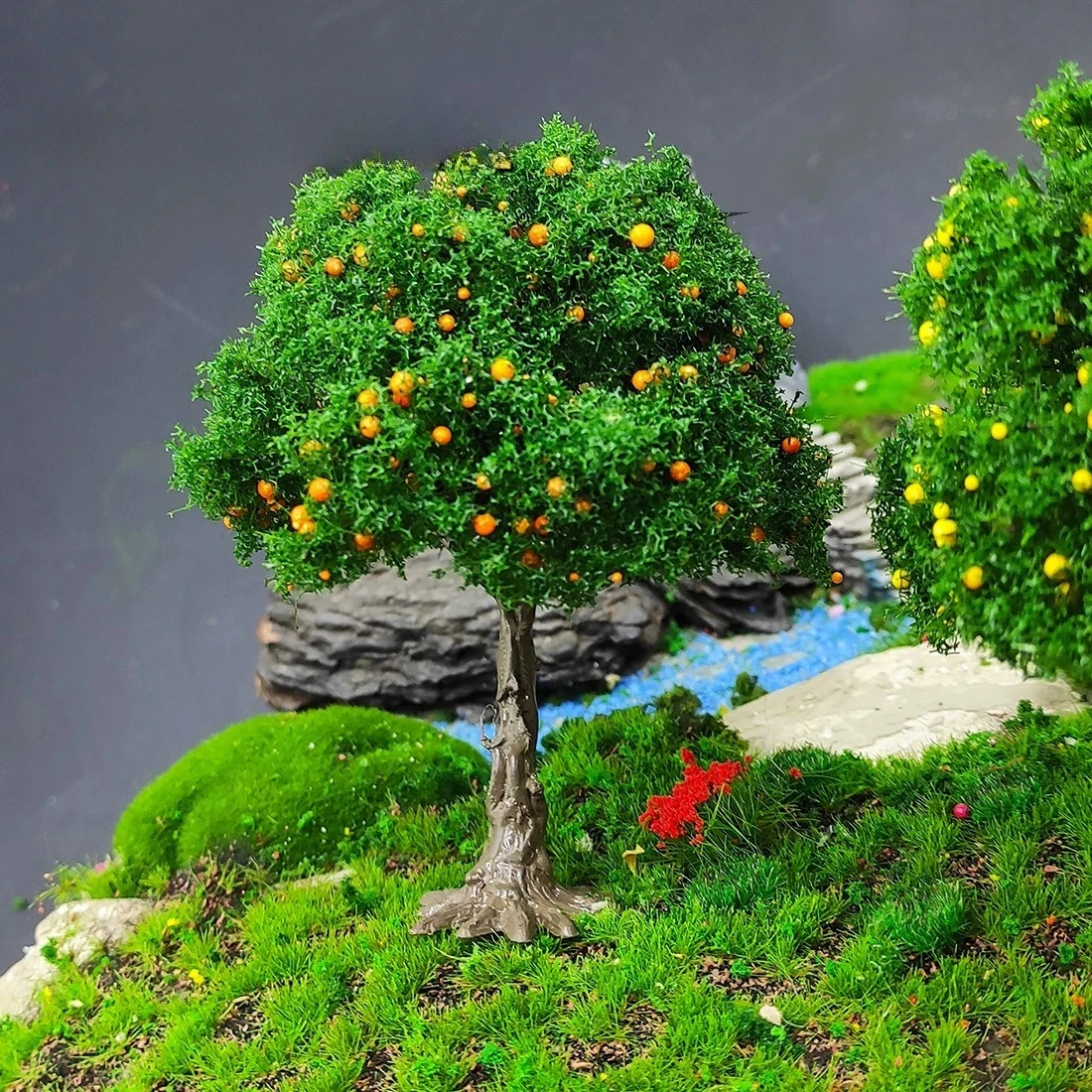1pack Realistic Model Railway Fruit Tree, Plastic Miniature Farmhouse Decor, Miniature Decorative Fruit Trees