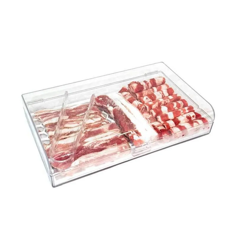 

Plastic Bacon Storage Container Clear Lids Keep Fresh Meat Storage Box with Tong Large Capacity Cheese Storage Container