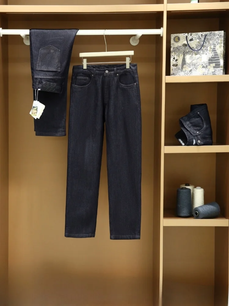 

Легкие мужские джинсы из шерстяной смеси со средней посадкой, на молнии, прямого кроя, устойчивые к деформации зимой