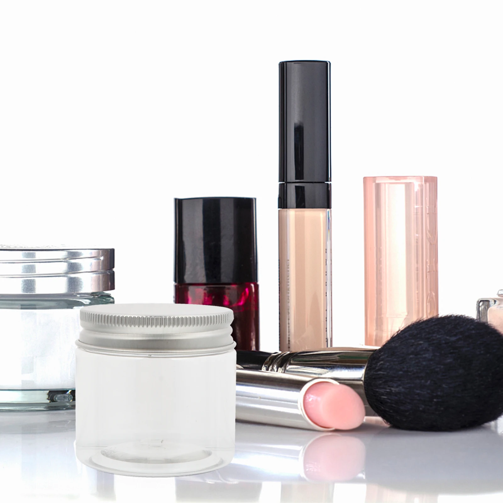 

6Pcs 50G Cream Sample Jars Clear Plastic with Aluminum Cover Leak-Proof Design Wide Mouth Jar for Travel Use