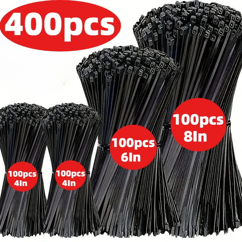 400Pcs Durable Self-Locking Nylon Zip Ties Multifunctional Cable Organizer for Workshop Household Wiring