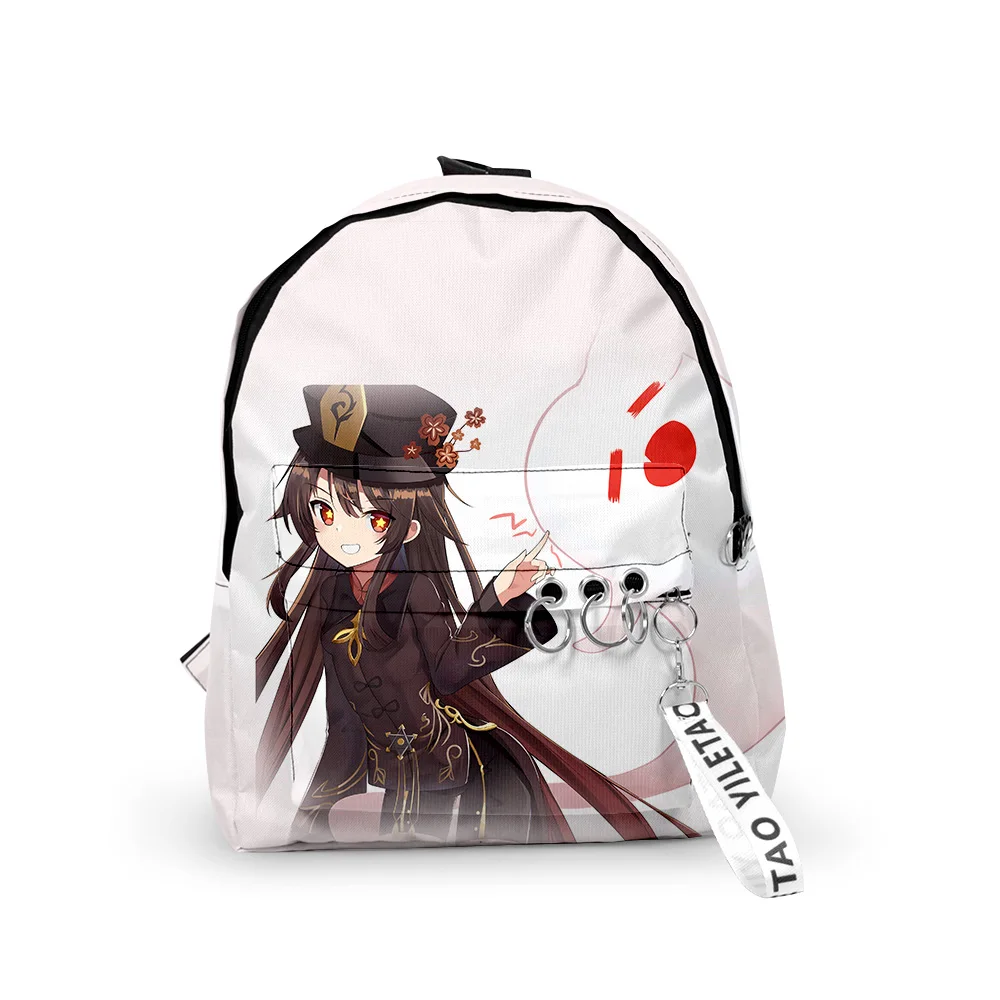 

Hip Hop Popular Genshin Impact HuTao Backpacks Boys/Girls pupil School Bags 3D Print Keychains Oxford Waterproof Small Backpacks