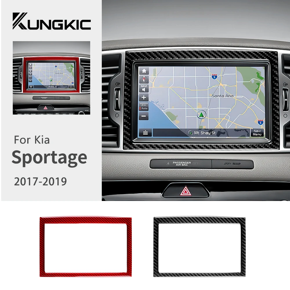 Real Soft Carbon Fiber Sticker For Kia Sportage 2017 2018 2019 LHD RHD Car Central Control Screen Interior Trim Accessories
