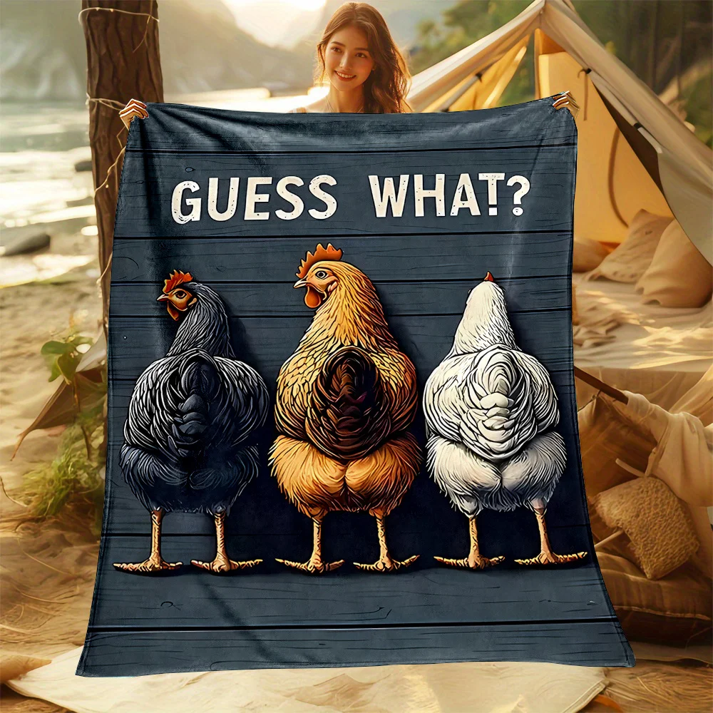 Interesting chicken patterns Flannel printed blanket suitable for all seasons suitable for living room office sofa and travel