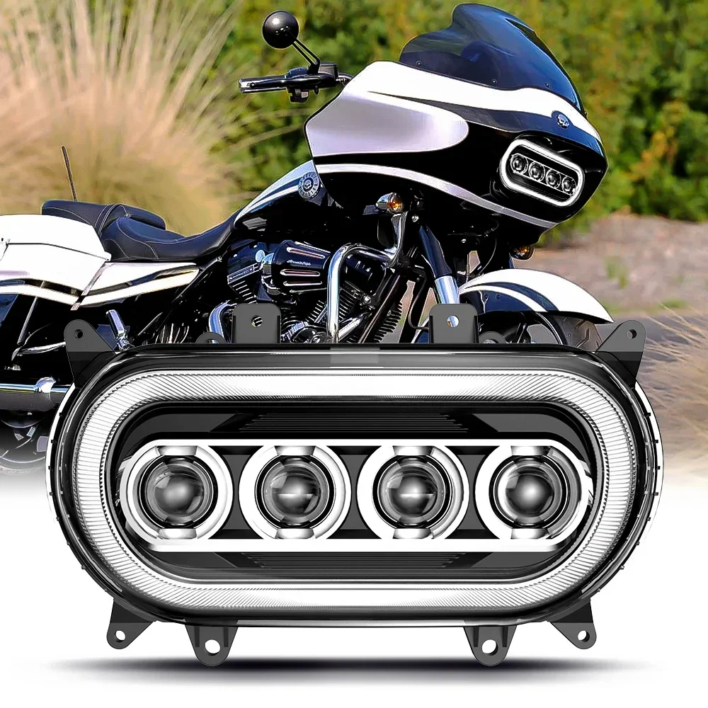 2023 Loyo Motorcycle Led Headlights For Harley Road Glide Motorcycle Head Lamp 120W High Beam Projector Assembly