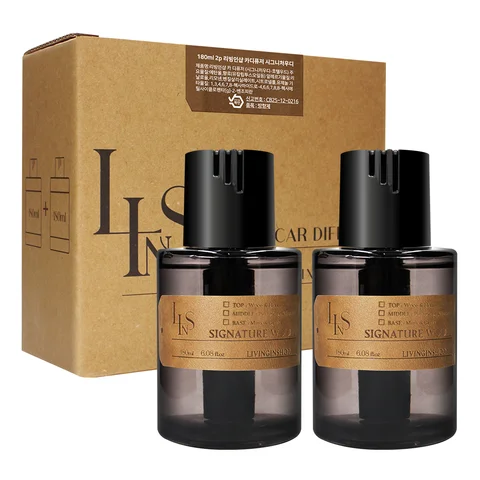 리빙인샵 프리미엄 차량용 대용량 디퓨저 솜타입 180ml 2개입 1세트 자동차 내부 공기청정 에센셜 오일 디퓨저
