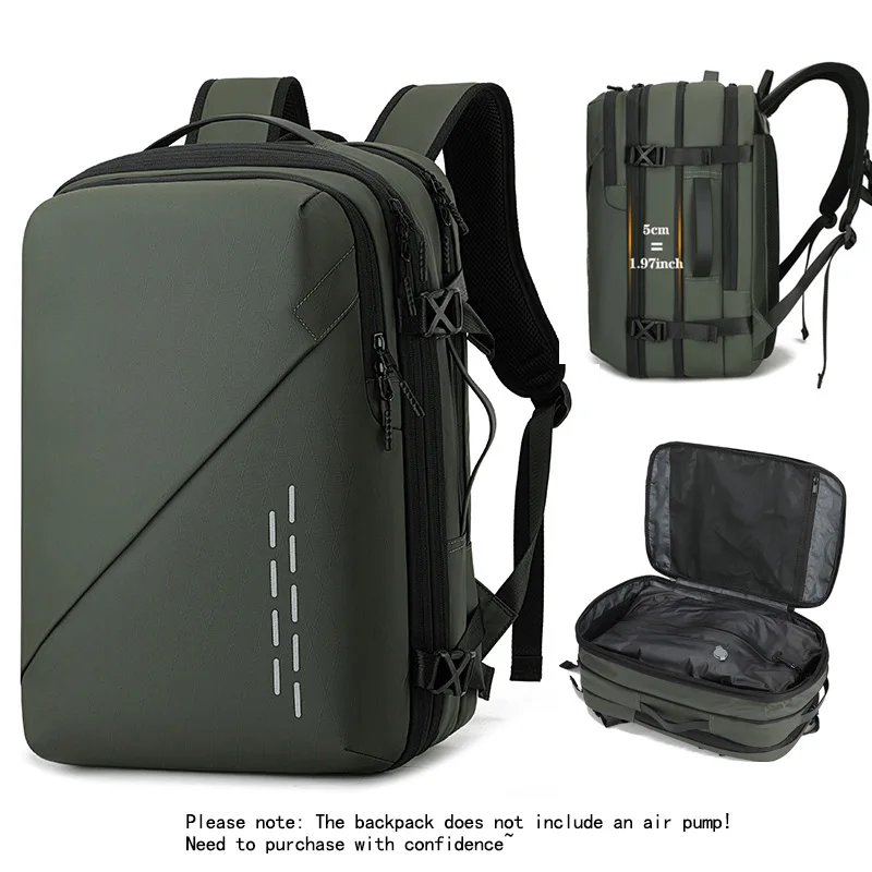 Vacuum sealed travel backpack, 25-60L expandable laptop backpack, waterproof carry on luggage, with or without airbags available