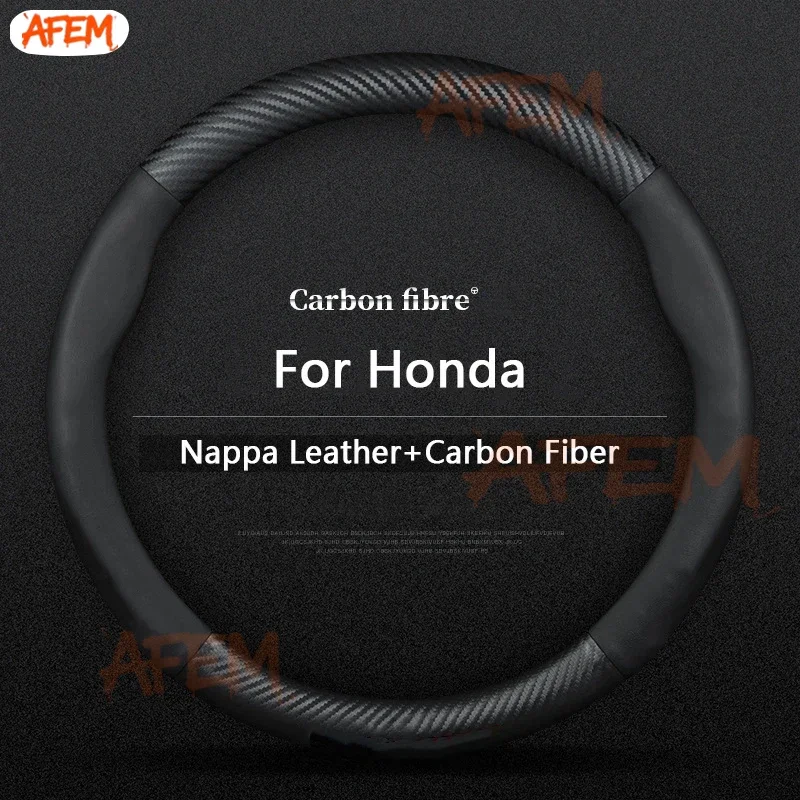 Suitable For Honda Fit Civic Accord Jazz Stream CRV HRV URV Vezel Steering Wheel Cover Leather Carbon Fiber Car Sreering Cover