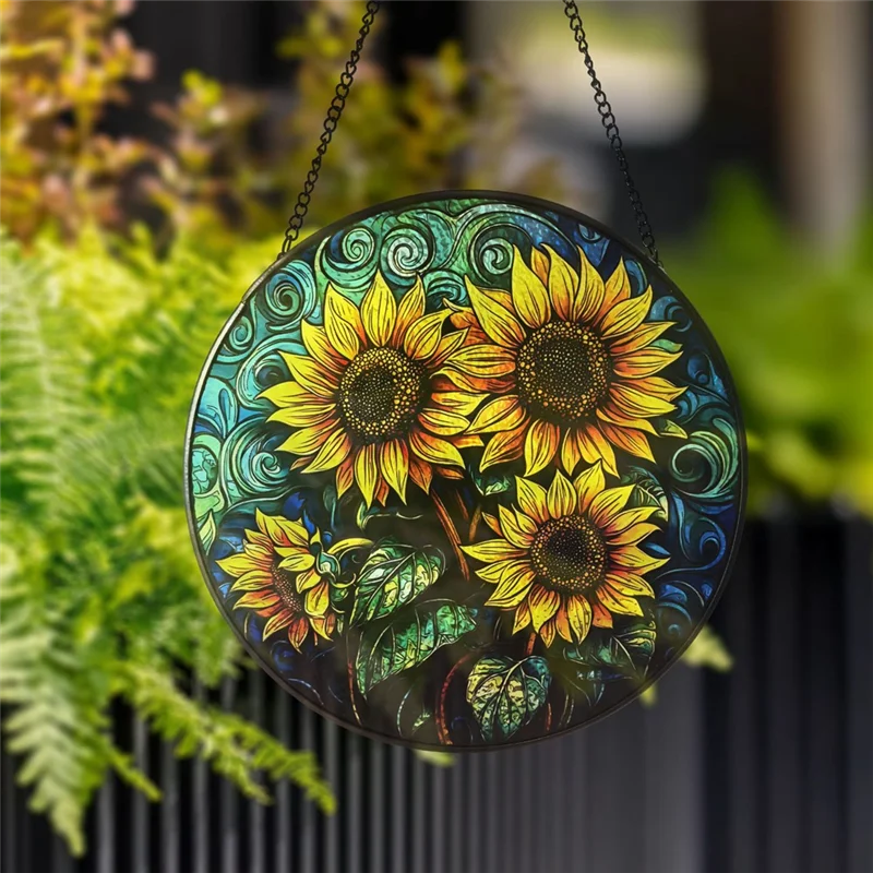 

A88E-Подвесные украшения в виде подсолнухов ручной работы для окон, яркие витражные декорации для дома и сада