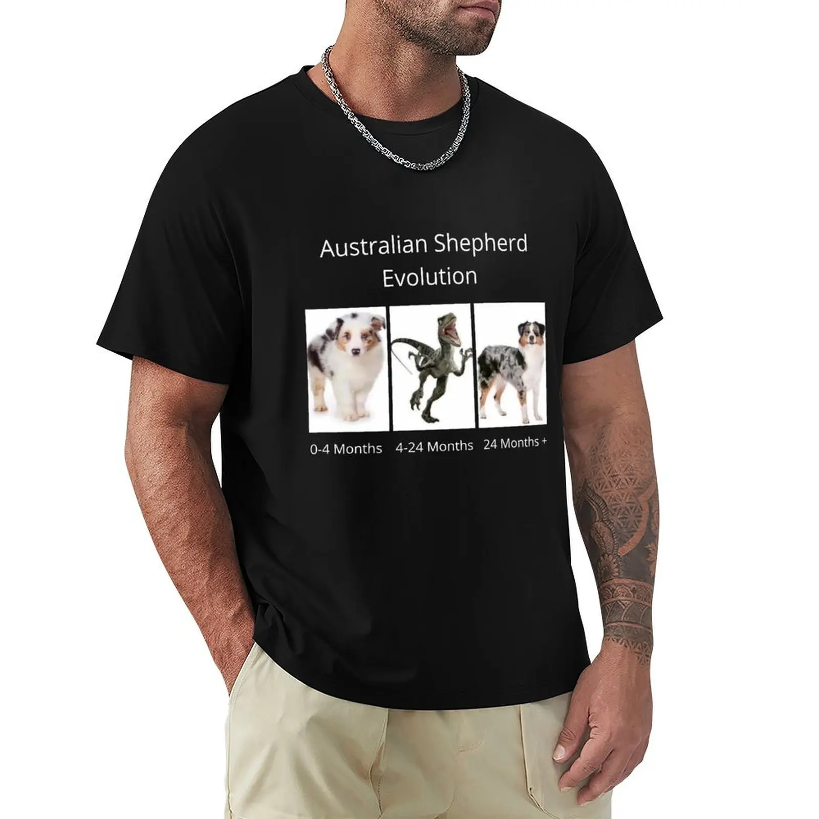 

Australian Shepherd Evolution T-Shirt Modern Print Casual T-Shirt