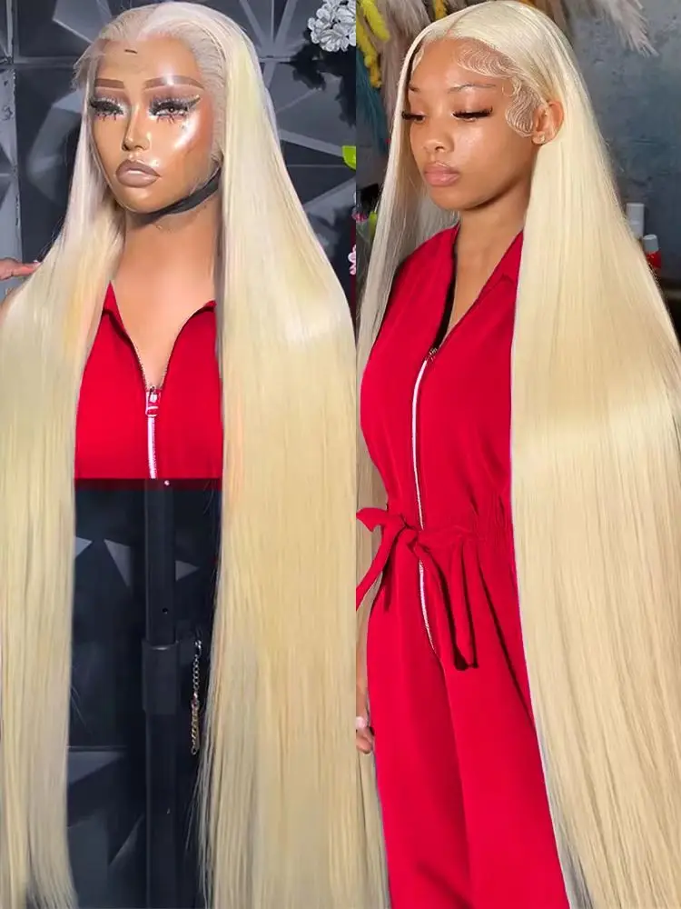 613ブロンドウィッグ透明レースフロント人毛ウィッグストレート13X4ブラウンカラーカットレースフロントウィッグベビーヘア付き女性用