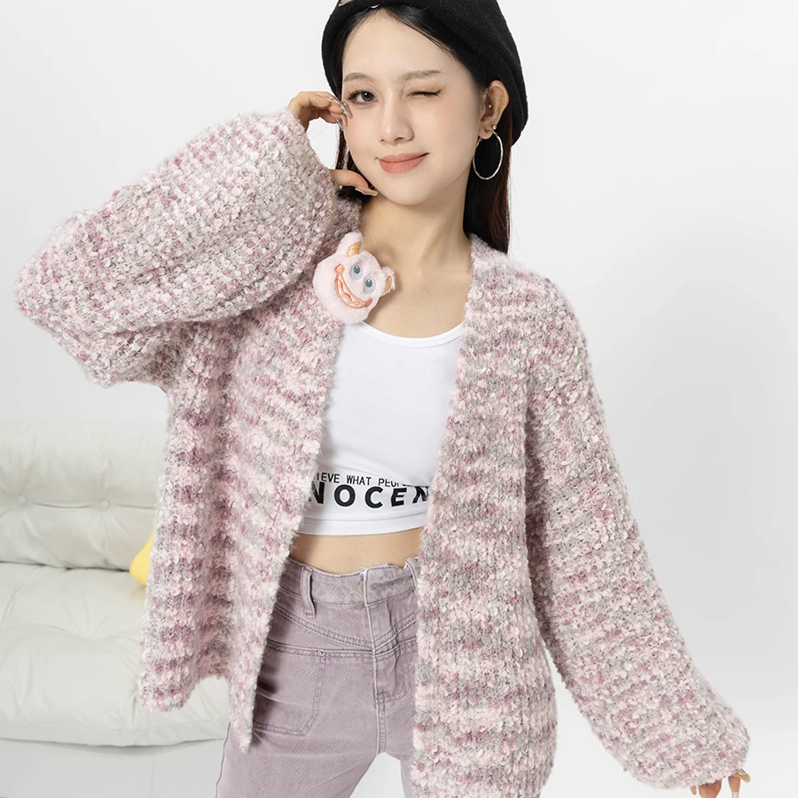 Korean Style Autumn Winter Women Girl Casual Pullover Sweater Coat Sweet Colourful Fashion Design Loose Knitted Cardigan Soft