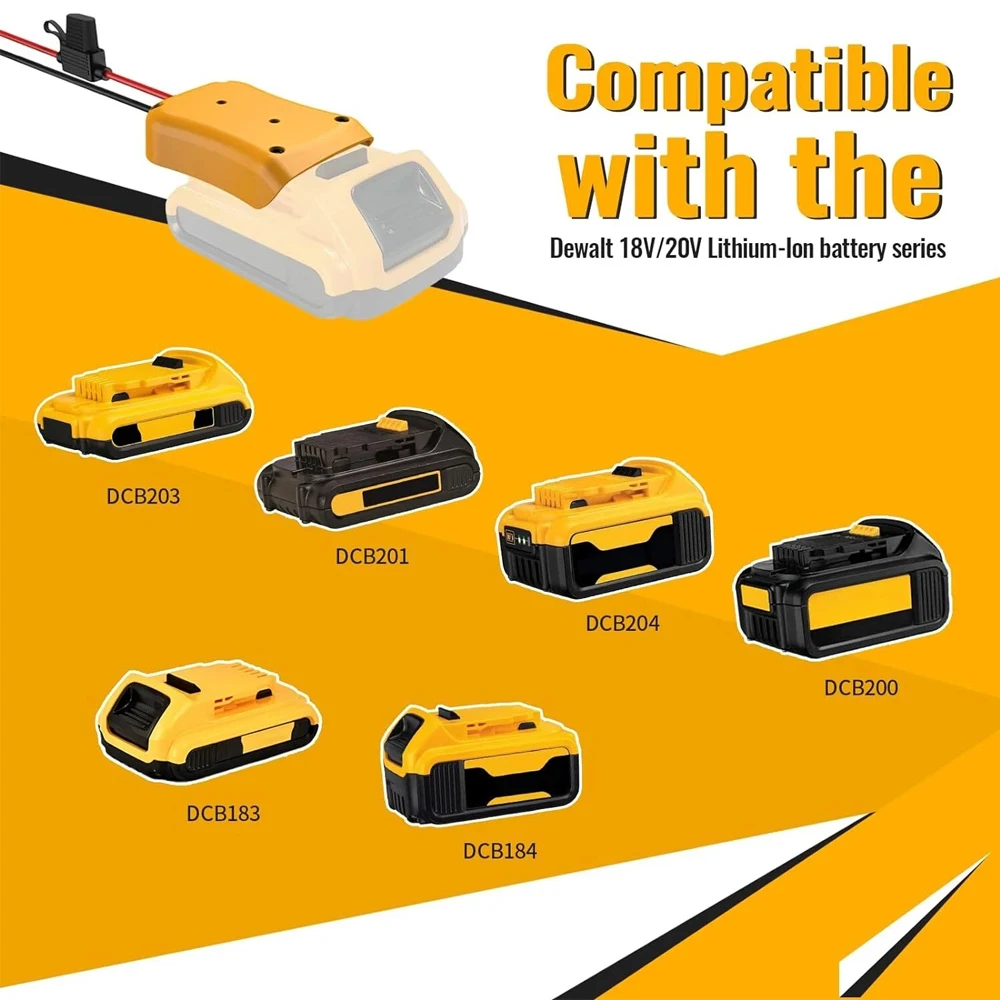 Power Wheels Adapter for Dewalt 20V Battery Adapter with Switch Fuse & Wire Terminals 12AWG Wire DIY Ride On Truck RC Car Toys