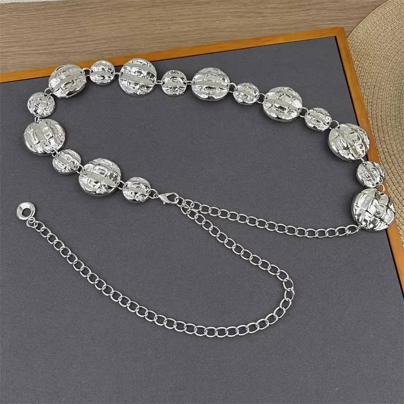 Women's Vintage Metal Silver Chain Corset Female Cummerbund Coat Waistband Dress Decration Narrow Belt J845