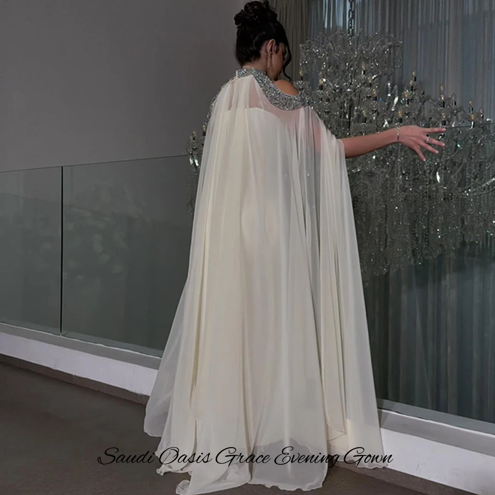 High Quality Satin Sleeveless Celebrity Gowns with Shawl Elegant Mermaid Vestido De Festa Delicate Crystal Customized Prom Dress image 2